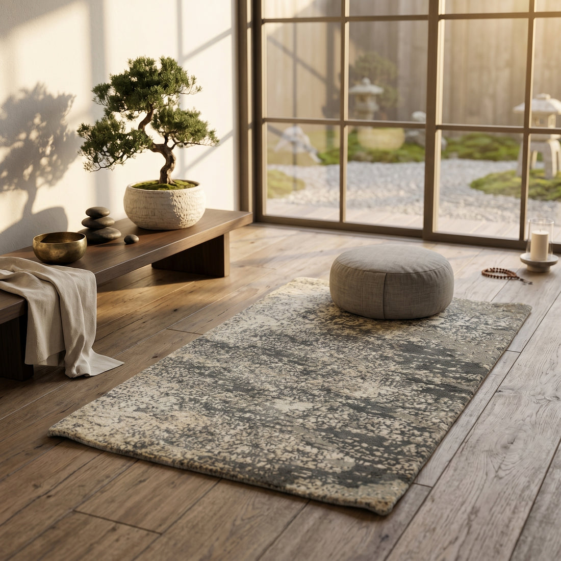 Meditation Mat / Door Mat | Handwoven Wool and Silk Carpet