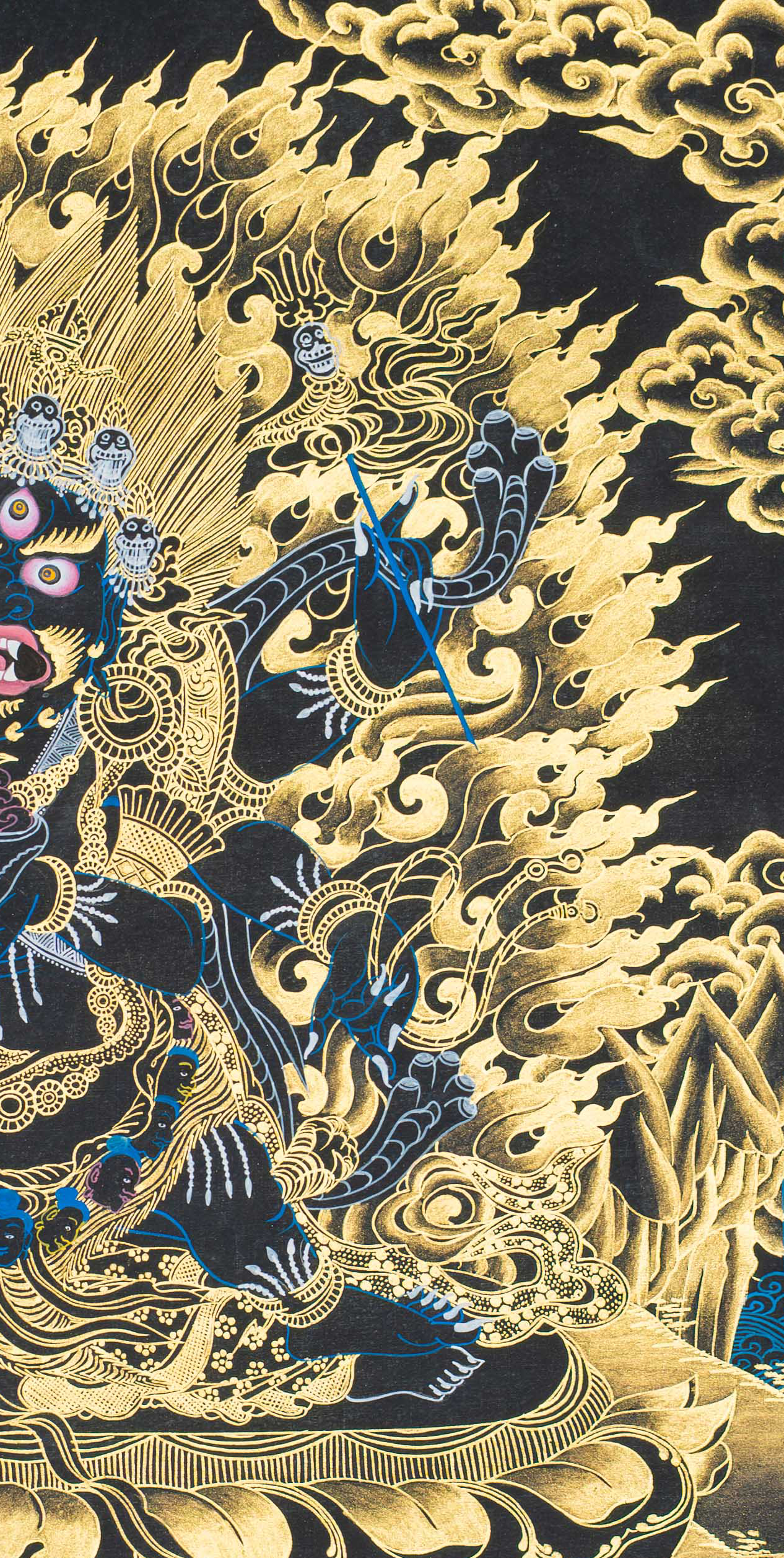 Chaturbhuja Mahakala Thangka – The Four-Armed Guardian of Enlightenment - T-S-BT-BB-NV-0136