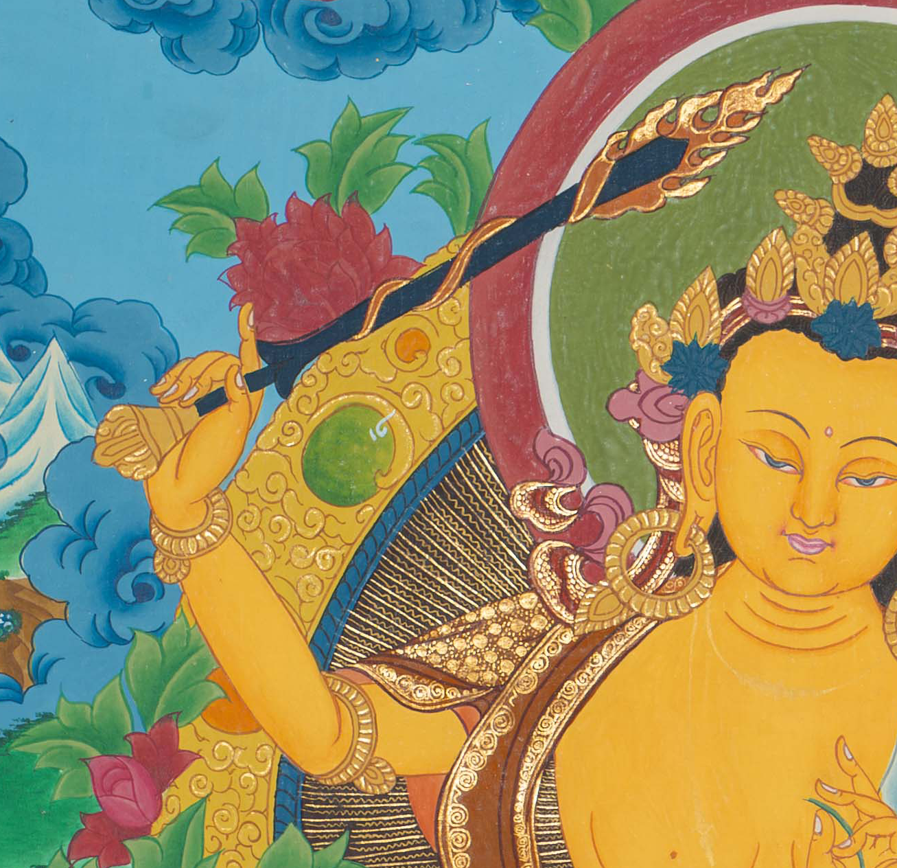 Hand-Painted Manjushree Thangka - T-S-BT-BB-AU-M-0093
