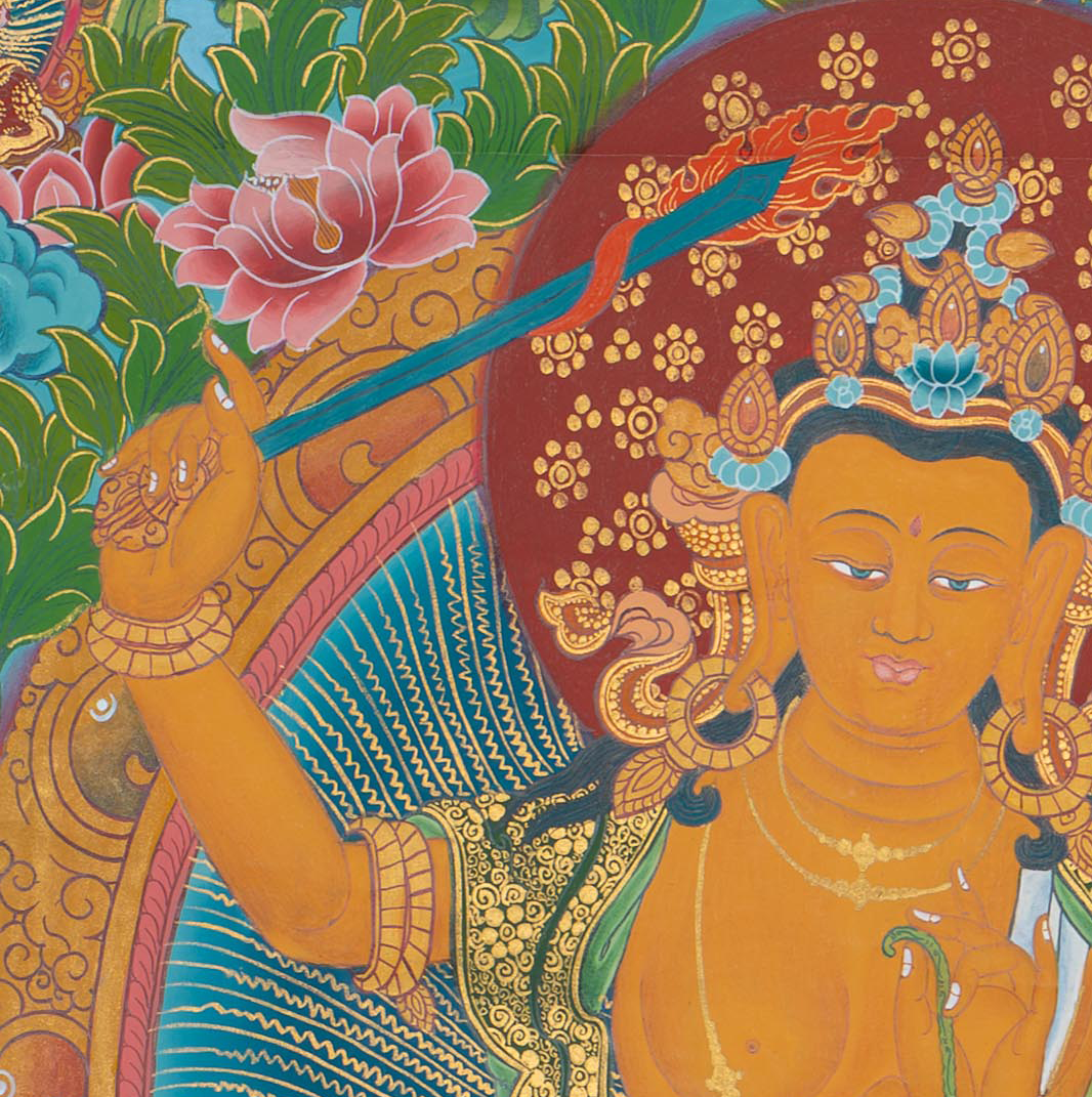 Hand-Painted Manjushree Thangka - T-S-BT-BB-AU-M-0108
